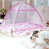 蚊帳 ベビー ベビーベッド ワンタッチ 高さ90cm 幅130cm 奥行90cm ピンク ムカデ 蚊 対策 赤ちゃん 寝具用品 _83075