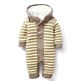 Cute Minorベビー服 女の子 新生児 長袖 カバーオール 男の子 ロンパース 冬 ベビー 着ぐるみ 赤ちゃん ベビースーツ ボーダー出産祝い 綿 (S, クリーム)