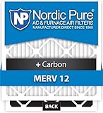 Nordic Pure 20 x 25 x 2 m12 + c-3 MERV 12 PlusカーボンAC炉エアフィルタ、qty-3