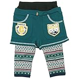 chocola(ショコラ) 薄手ミニ裏毛+天竺レイヤードパンツ 120cm /エメラルドグリーン NO.CH-1521-32058