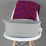 (Large) - ICEBLUE 38cm x 28cm X6.5.1cm Handle Design Cotton Rope Firm Storage Basket Hamper Picnic B