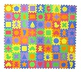 24 Unique Shapes Educational Foam Puzzle Floor Mat for Kids + 72 Pieces, 6"x6" Squares Blocks, Cover