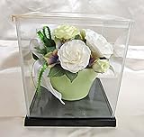 花 風水 ハッピー ブーケ ホワイト 白 バラ アレンジ プリザーブドフラワー ディス プレイ用 ウィンナーケース 付