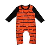 ベビー　子供服　綿　長袖　カバーオール　女の子　男の子　ロンパース　かわいい　かぼちゃ　プリント　縞模様　超柔らかい　赤ちゃん　新生児　出産祝い　普段着　パジャマ　プレゼント　クリスマス風 (90)