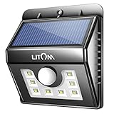 Litom Bright 8 LED Solar lights Motion Sensor Light Outdoor Solar Security Light for Garden Patio [並