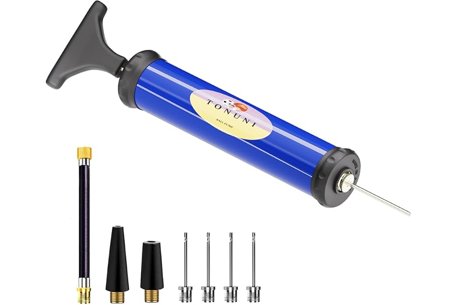 TONUNI Portable Air Pump,Ball Pump Inflator Kit with Needle,Nozzle, Extension Hose for Soccer Basketball Football Volleyball 
