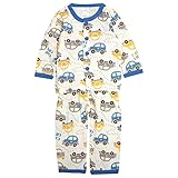 ベビー 長袖 パジャマ 男の子 前開き くるま柄 腹巻付 丸首 寝巻き 上下セット ブルー-(BL) 80cm