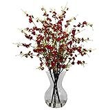 Nearly Natural 1315-RD Cherry Blossoms with Vase Arrangement, Red [並行輸入品]