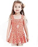 ワンピース水着 女の子 可愛い 5色入り ジュニア キッズ水着 スクール水着 スイムウエア 撮影服 紫外線対策 UVカット コスチューム (Lサイズ（100-110cm）, orange)
