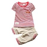 【SEBLES】ベビー 赤ちゃん 女の子 男の子 ユニセックス 半袖 ラウンドネック ボーダー Tシャツ チェック パンツ ズボン ボトムス コットン 綿 コットン ツーピース セット 夏 春(タイプ