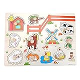 Domybest 子供おもちゃ 知育玩具 木製パズル 赤ちゃん 男の子 女の子 12ヶ月以上 素敵なファームと小さな動物のモデリング 認識力 お子様の誕生日 記念日 出産祝い お祝いギフト