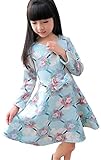 (コ-ランド) Co-land 女の子 ドレス フォーマル キッズワンピース 長袖 子供服 花柄 蝶結び ガールズ 女児 Aラインワンピ お姫様風 結婚式 ブルー 150