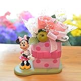 [florence du]プリザーブドフラワー ディズニー ミニー陶器 3輪バラアレンジメント クリアケース付