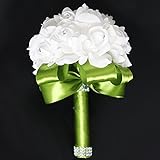 moiiteeウェディング ブーケ バラ 白 ハンドメイド 花束 造花 花嫁ブライダルフラワー 結婚式 結婚記念日 披露宴 撮影 プロポーズ 二次会 ギフトお祝い