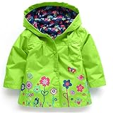 子供服子供のアウターウェア女の子素敵な花風と雨のジャケット女の子レインコート (130, グリーン)