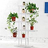 室内植物ラック竹フラワーラック多段バルコニーフラワーポットディスプレイスタンド ( 色 : 白 )