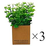 3つの組の造花 かわいい インテリア 人工観葉植物 ミニ (イエロー)