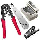 Neewer ポータブル5-In-1ネットワークケーブル修理用セット　セット内容：(1)8P 6Pデュアルモジュラー圧着工具、(1)ワイヤーストリッパー、(1)ケーブルテスタ、(1)パンチダウン工具、