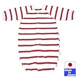 長袖太ボーダーツーウェイオール　綿100％　日本製　サイズ50-60ｃｍ　新生児　春夏 (レッド)