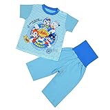 キッズパジャマ アンパンマン はらまき付き 半袖パジャマ 楊柳素材 夏物 子供用 Anpanman j-sa2654 100cm サックス