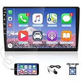 Camecho 2 Din Android 10.0 Carplay 10.1インチ カーステレオオーディオ Bluetooth FM受信機GPSナビゲーションWIFI, 追加のマイク、リアビューカメラ