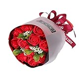 Arbeflo プレゼント 花束 フラワーギフト 手作り花束 石鹸花 プレゼント バレンタインデー 母の日 誕生日 結婚祝い 結婚記念日 (レッド)