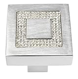 Atlas Homewares 3192 Crystal Collection 1.4-Inch Square Inset Crystal Knob, Brushed Anodized Aluminu