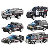 ダイカストカーモデル6個、1:64スケール、高度なシミュレーション外観、合金、漫画モデリング、子供向けの特別デザイン、摩擦力付き、コレクション、装飾用 (タイプA SWATシリーズ)