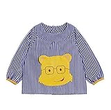 幼児 赤ちゃん ベビー 子供服 お食事用 スモック 幼稚園キッズ 絵画用エプロン うわっぱり 防水 防汚 洗いやすい 快適 柔らかい 綿製 2－3歳（ブルー）
