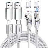 VAFOTON 240W対応 9Pin マグネット充電ケーブル 2本セット（1m＋1.8m）540°回転 PD 5A 超急速充電 データ転送対応 USB-C to Type-C／USB-A変換アダプタ付 防塵 着脱式 ホワイト