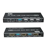 kvmスイッチ hdmi 8K USB3.0 スイッチャー HDMI切替器 2ポートHDMI2.1 HDCP2.2 Ultra HD 7680x4320@60Hz、3840x2160@120Hz 3D/HDRスプリンターUSB キーボード/マウス共有 USBメモリ/プリンター/外付けハードディスク対応 (KVM1X2 HDMI2.1 USB3.0)
