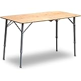 FIELDOOR バンブーテーブル 120cm×60cm 二つ折りコンパクト収納 収納バッグ付 キャンプ アウトドア バーベキュー