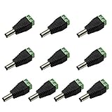 ESUMIC? 5.5mm x 2.1mm 12V DC Power Male Jack Connector Plug Adapter Adaptor for Single Color LED Str