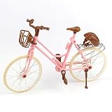 elegantstunning 自転車遊び家のおもちゃ 着脱自転車+バスケット+ブラウンヘルメットキッズおもちゃ バービー人形アクセサリー ピンク 子供の誕生日プレゼント
