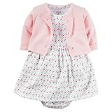 Carter's（カーターズ）パターンプリントワンピース＆ピンクカーディガンセット 6M(3-6ヶ月) [並行輸入品]