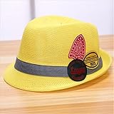 Rush.C ファッション 小物 帽子 麦わら帽子 キッズ メッシュ ブルー ピンク イエロー 【Rush.Cオリジナルハンカチセット】 B98 (イエロー)