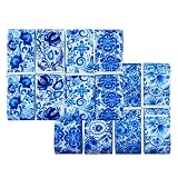 Shop Azalea(ショップ アザリア) プリントリボンフラワー ブルー 25mm×1m 8種類セットA 北欧 ハンドメイド 手芸用 パーツ 布雑貨 ラッピング 包装リボン