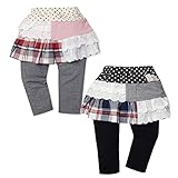 (チャコール/80cm)ベビー服 女の子 スカッツ ボトム UZULAND ウズランド ウエストゴム 布帛切替 レース ワッペン タグ 女児 ベビー