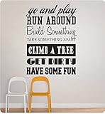 32 " BoyコラージュことわざGo Play Run Around Build Something Take Apart ClimbツリーGet Dirty Have Fun子供キッズDay Ca