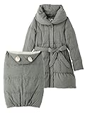 Angeliebe エンジェリーベ ウール ライク 起毛 ヘリン ボーン ダウン ママ コート ＆ 4 WAY ケープ セット M グレー