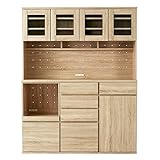 LOWYA（ロウヤ） 食器棚 キッチン収納 選べる7タイプ レンジ台 カップボード 木目調 大容量収納 幅144㎝ タイプA+B+C