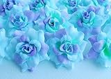 ( 50 )シルクソフトブルーパープルバラフラワーヘッド – 1.75 " – 人工花ヘッドファブリック花柄Supplies卸売ロットのウェディング花アクセサリーにブライダルヘアクリップヘッドバンドド