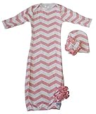 Woombie Indian Cotton Gowns Plus Hat, Pink Chevron, 16-23 Lbs by Woombie