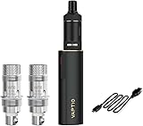 VAPTIO Cosmo A2 電子タバコキット 2000mAh 25W スターターキット2 ピースメッシュコイル付き 0.7ohm(C5) / 1.0ohm(C6)、電子たばこセットリキッドなし、ニコチンなし (ブラック)