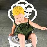 Tmrow 1個 改良版ヘッドバンド ベビー帽 新生児 女の子 ソフト 可愛い ターバン ノット 病院 帽子 （黄）