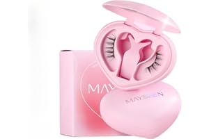 MAYSEENマグネット式つけまつ毛 新クリップ一体型ハート つけまつげナチュラル 磁気まつげ で話 接着剤不要 無料クリップ・ジェル ふんわり 初心者 再利用これらの天然まつ毛はアイメイクに最適で、再利用可能で、接着剤も必要ありません (ナチュラル
