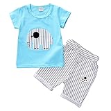 YY-Natuhi ベビー服 子供服 男の子 女の子 上下2点セット 半袖 トップス ズボン トレーナー キッズ服 春夏 幼児 0~3歳 ルームウェア セットアップ ボーイズ かわいい 象柄 シャツ 