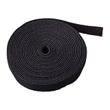 TNP Hook And Loop Tape Strap Cable Ties Fastener (Black) (15 Feet) - Sticky Self Adhesive Nylon Fabr