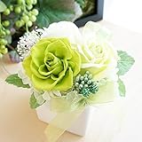 【ベルシック】 プリザーブドフラワー&フレグランスソープフラワー　エタニティ　グリーン　枯れないお花　ほのかに香るお花　お祝・お見舞い　