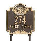 Whitehall製品正方形ブロンズ/ゴールドモノグラム標準Lawn 2つラインアドレスPlaque